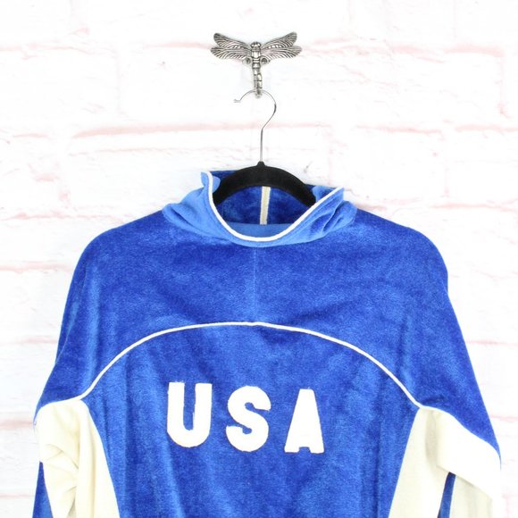 Vintage Levi's Blue Acrylic Zip Up USA National Sport Festival Track Jacket Sz L - Picture 5 of 9